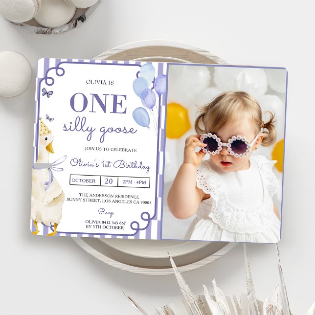 One Silly Goose 1st Birthday Party Invitation (Creator Uploaded)