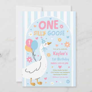 One Silly Goose 1st Birthday Party Spring Birthday Invitation