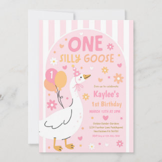 One Silly Goose 1st Birthday Party Spring Birthday Invitation