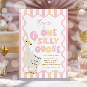 One Silly Goose 1st Birthday Party Spring Birthday Invitation
