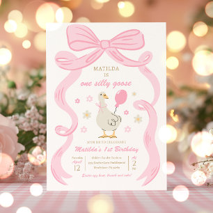 One Silly Goose 1st Birthday Party Spring Birthday Invitation