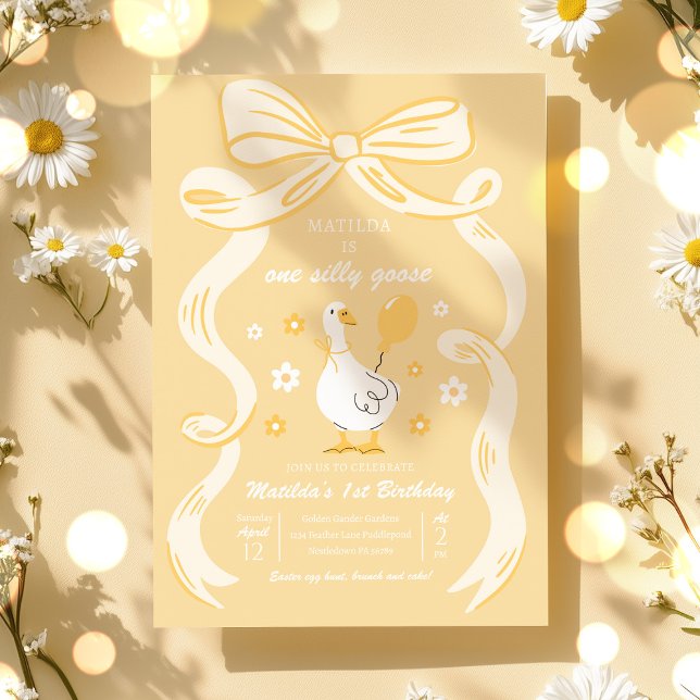 One Silly Goose 1st Birthday Party Spring Birthday Invitation (Creator Uploaded)