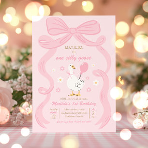 One Silly Goose 1st Birthday Party Spring Birthday Invitation