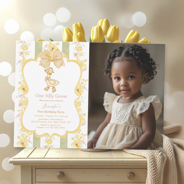 One Silly Goose 1st Birthday Photo Invitation (Creator Uploaded)