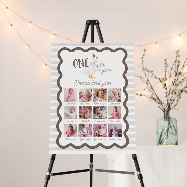 One Silly Goose 1st Birthday Photo Sign (In Situ (Stand))