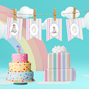One Silly Goose 1st Birthday Photo Watercolor Bunting Flags