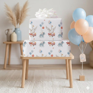 One Silly Goose 1st Birthday Watercolor Greeting  Wrapping Paper