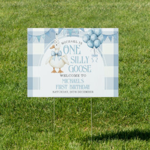 One Silly Goose 1st Birthday Welcome Yard Sign
