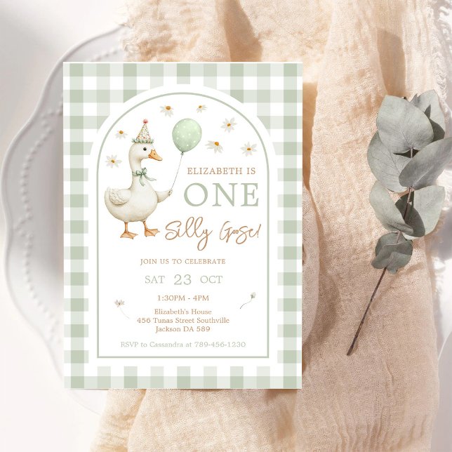 One Silly Goose 1st First Birthday Party Invitation (Creator Uploaded)