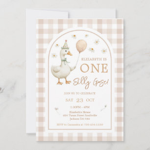 One Silly Goose 1st First Birthday Party Invitation