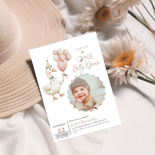 One Silly Goose Baby 1st Birthday Invitation (Creator Uploaded)