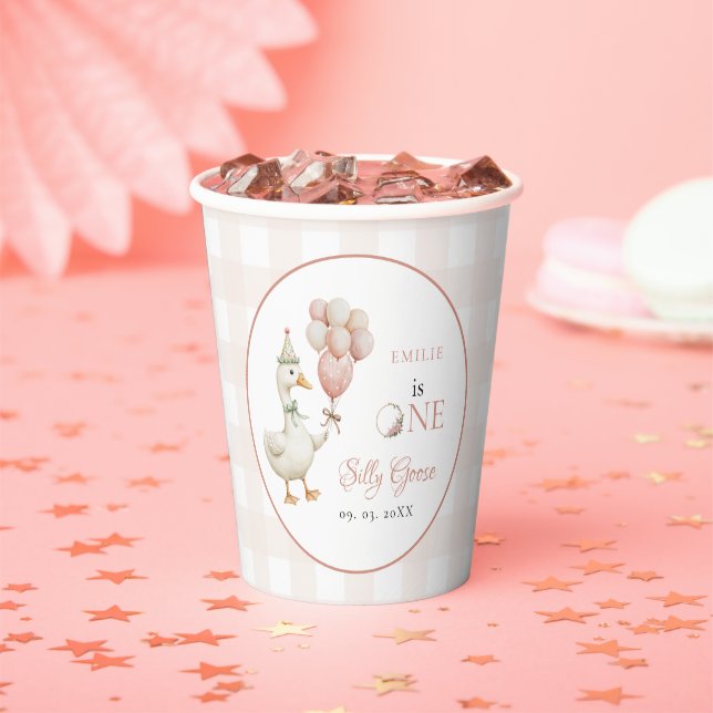 One Silly Goose Baby 1st Birthday Paper Cups (Insitu)