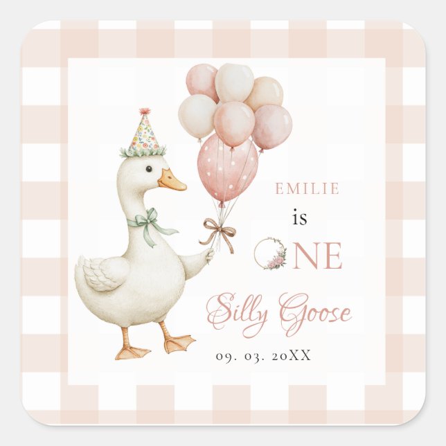 One Silly Goose Baby 1st Birthday Square Sticker (Front)