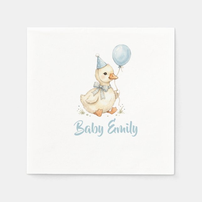 One Silly Goose Baby Shower Personalized Napkins (Front)