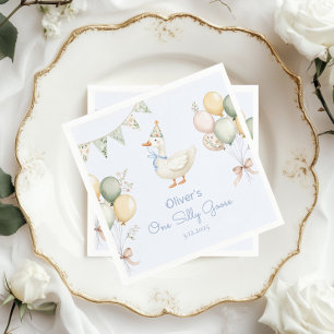 One Silly Goose Balloons Boy 1st Birthday Napkins