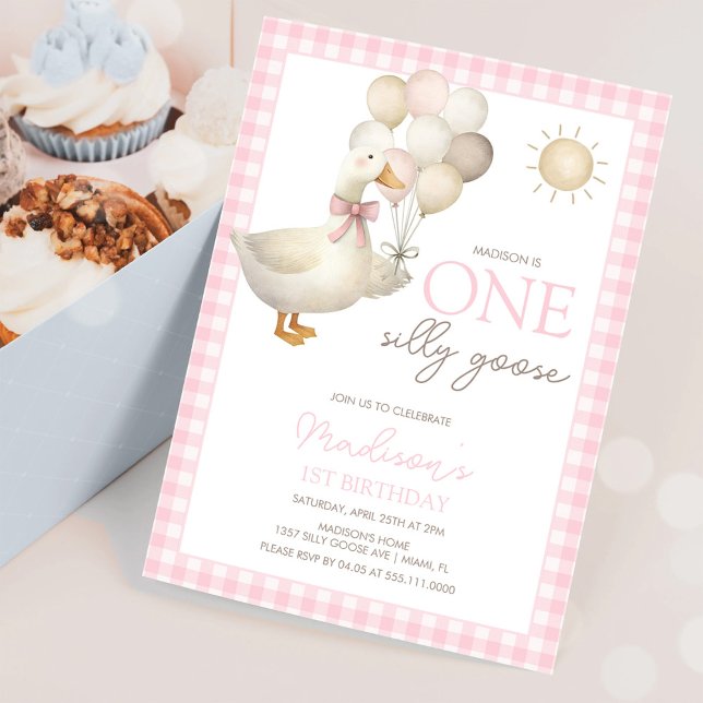 ONE Silly Goose Balloons First Birthday Invitation (Creator Uploaded)