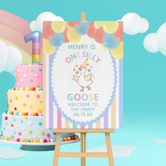 ​One Silly Goose Balloons First Birthday Welcome Foam Board