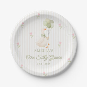 One Silly Goose Balloons Floral 1st Birthday Paper Plates