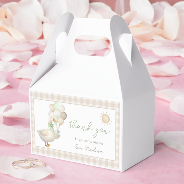 ONE Silly Goose, Balloons, Retro Gingham Favor Box (Wedding)