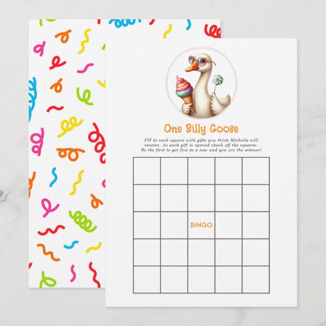 One Silly Goose Birthday Bingo Game Invitation (Front/Back)