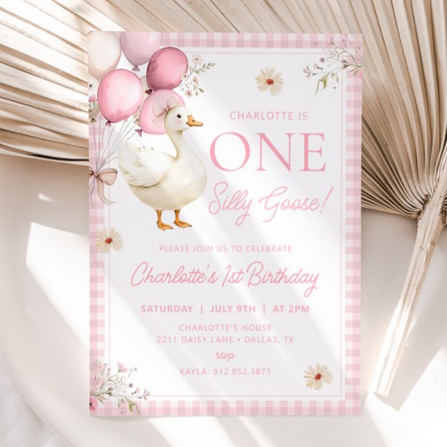 ONE SILLY GOOSE Birthday First Birthday Invitation (Creator Uploaded)