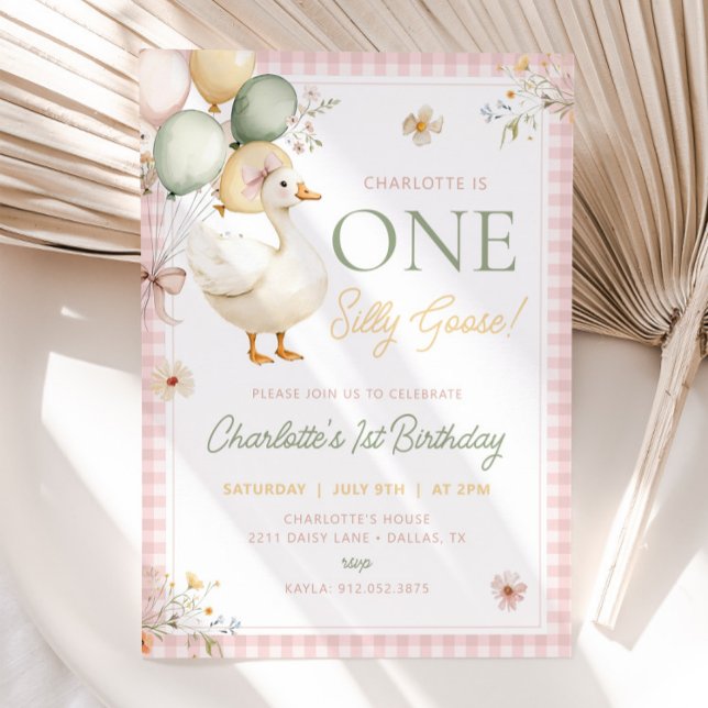 ONE SILLY GOOSE Birthday First Birthday Invitation (Creator Uploaded)