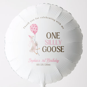 One Silly Goose Birthday, Girl 1st Birthday Pink Balloon