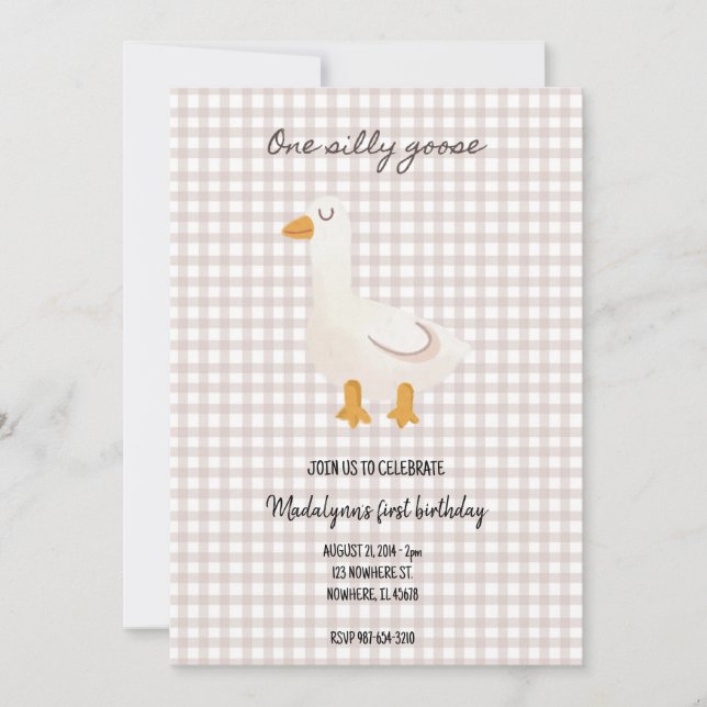 one silly goose birthday invitation (Front)