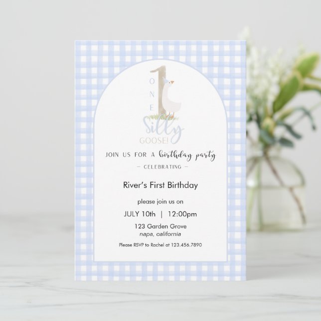 One Silly Goose Birthday Invitation (Standing Front)
