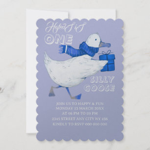 One Silly Goose Birthday Invitation, Boy 1st Birth Invitation