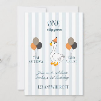 One Silly Goose Birthday Invitation Flat Card