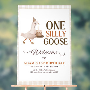 One Silly Goose Birthday Invitation, Goose 1st Boy Acrylic Sign