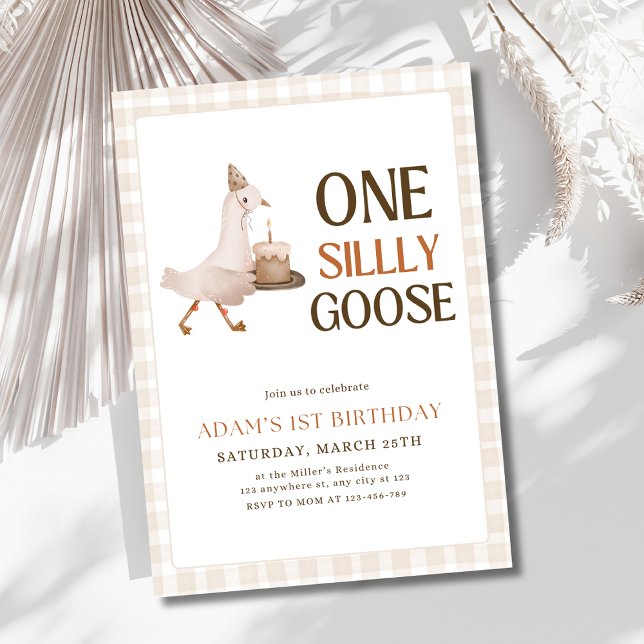One Silly Goose Birthday Invitation, Goose 1st Boy Invitation (Creator Uploaded)