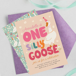 One Silly Goose Birthday Invite, Silly Goose 1st Invitation