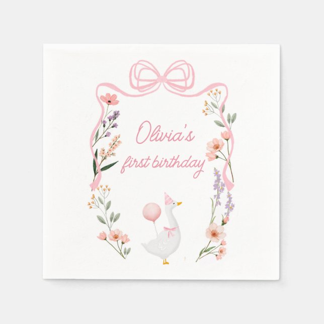 One silly goose birthday party napkins (Front)