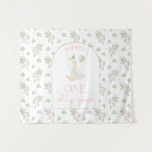 One Silly Goose Birthday Personalized Banner 1st Tapestry