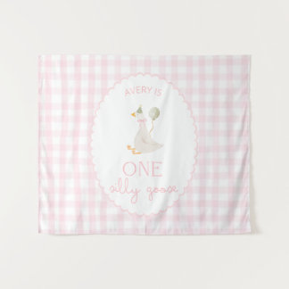 One Silly Goose Birthday Personalized Banner 1st Tapestry