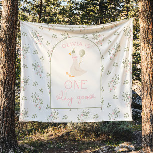 One Silly Goose Birthday Personalized Banner 1st  Tapestry