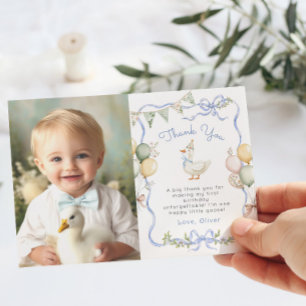 One Silly Goose Birthday Photo Thank you card