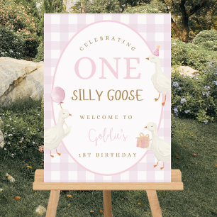 One Silly Goose Birthday Welcome Sign, Editable Foam Board