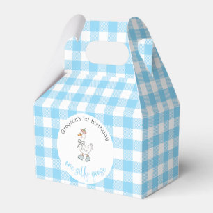 One Silly Goose Blue 1st Birthday Favor Boxes