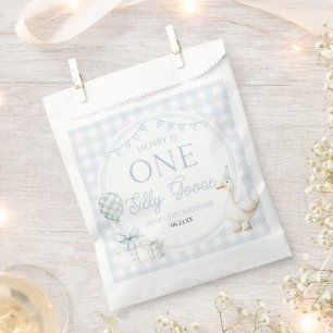 ONE Silly Goose Blue 1st Birthday Party Favor Bag