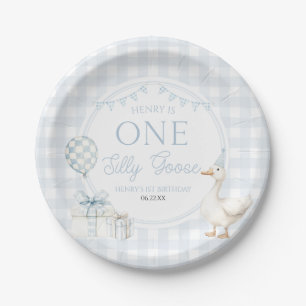 ONE Silly Goose Blue 1st Birthday Party Paper Plates