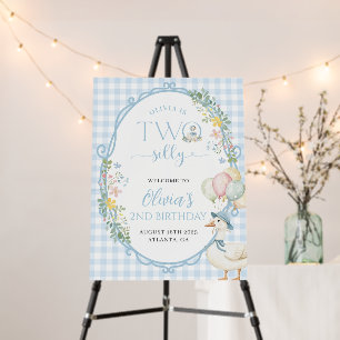 One Silly Goose Blue 2nd Birthday Welcome Sign