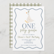 One Silly Goose blue and green Invitation