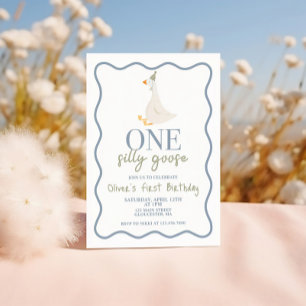 One Silly Goose blue and green Invitation