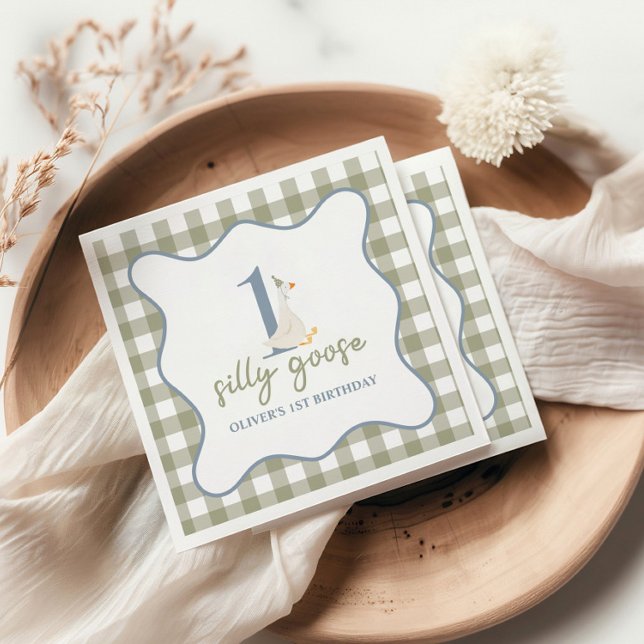 One Silly Goose blue and green Napkins (Creator Uploaded)