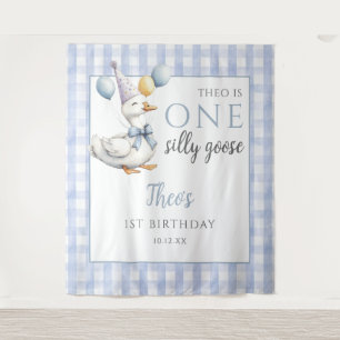 One Silly Goose Blue Birthday Photo Backdrop