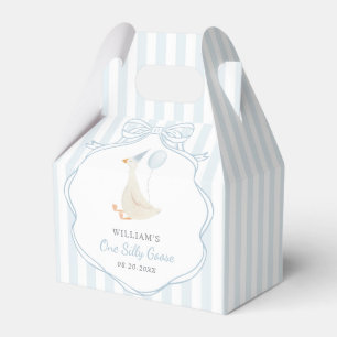 One Silly Goose Blue Bow First Birthday Favor Boxes