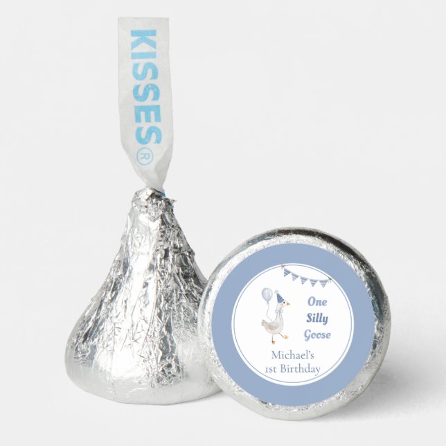One Silly Goose Blue Boy 1st Birthday Hershey®'s Kisses® (Front)